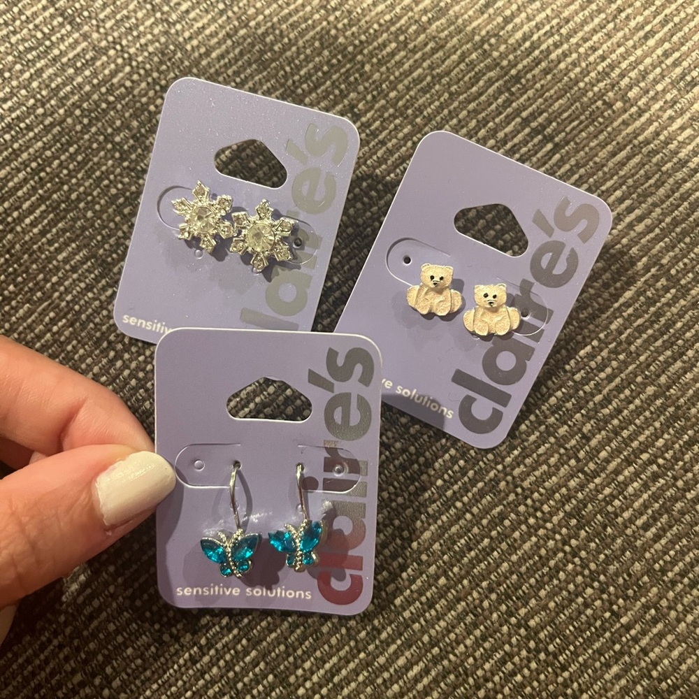 3 pairs of Earrings from Claires, never worn
